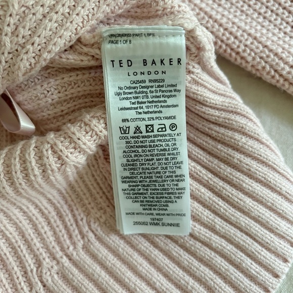 Ted Baker Sunniie Light Baby Pink Sweater Sharped  Shoulders Size 1 US 4 or S - Picture 7 of 8